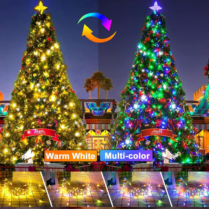 The Holiday Aisle 403Ft 1000 LED Christmas Lights Color Changing String Lights Outdoor With 11 Modes For Xmas Tree Trunk Yard Porch Outdoor Wedding Party Decorations Warm White To Multicolor Wayfair
